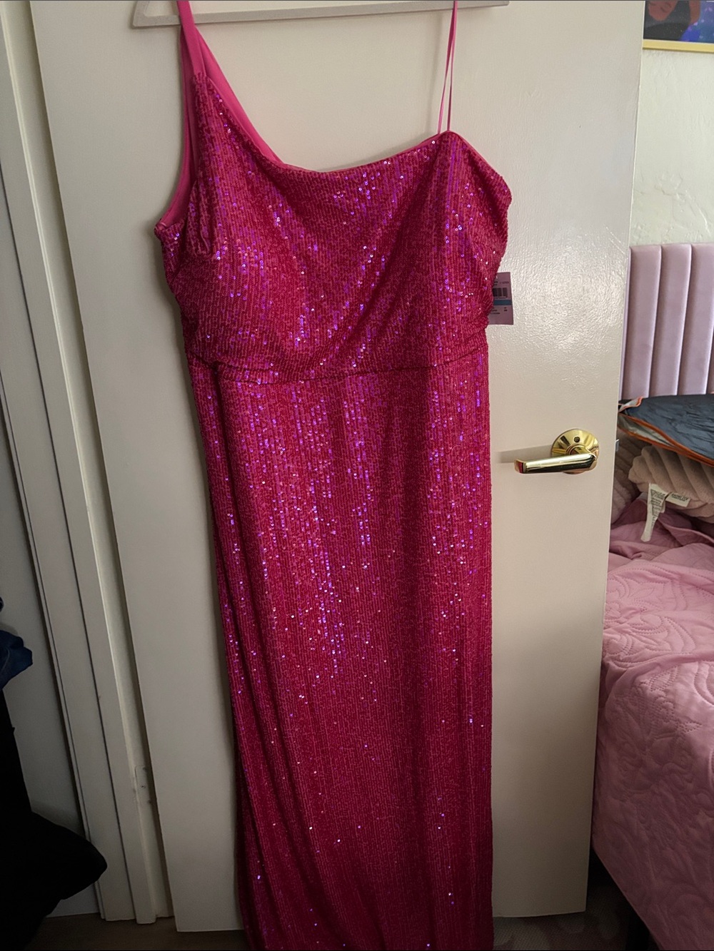 Hot Pink Sequin Slip Dress